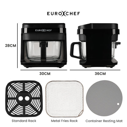 6.5L Digital Air Fryer with Glass Bowl, 1200W, 0.15m Cooking Visibility, Black