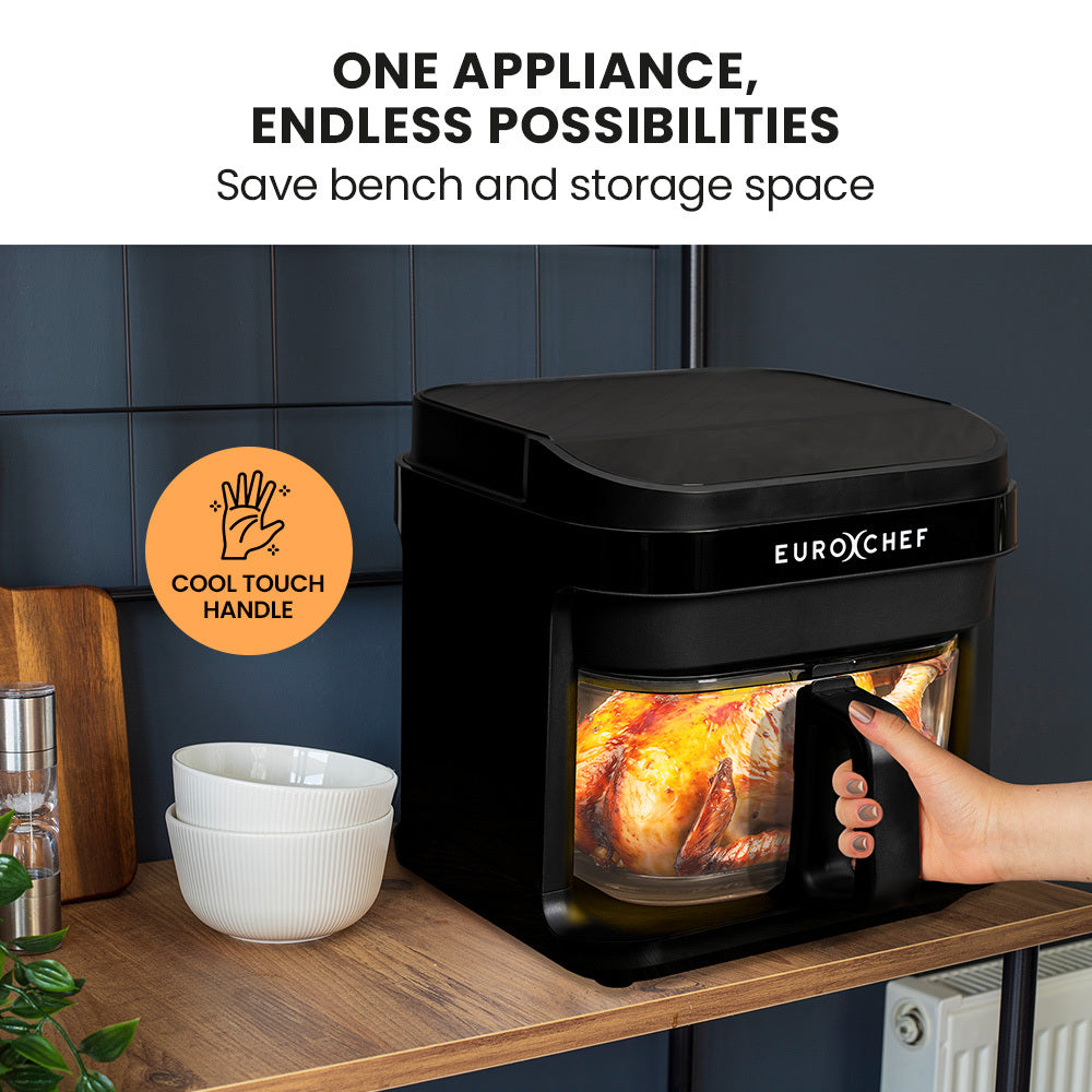 6.5L Digital Air Fryer with Glass Bowl, 1200W, 0.15m Cooking Visibility, Black