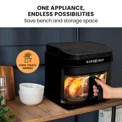 6.5L Digital Air Fryer with Glass Bowl, 1200W, 0.15m Cooking Visibility, Black