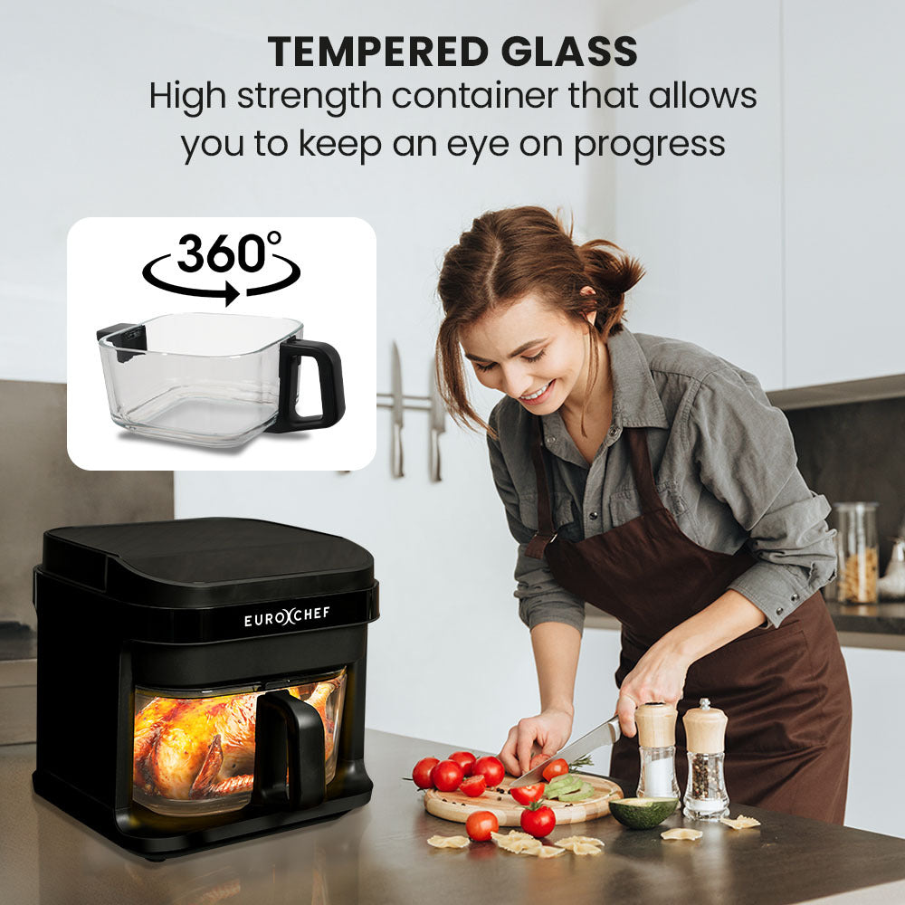 6.5L Digital Air Fryer with Glass Bowl, 1200W, 0.15m Cooking Visibility, Black