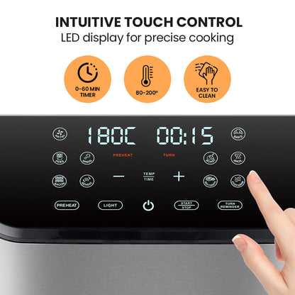 6L Electric Air Fryer with Viewing Window & 360° Air-Circulation, Silver