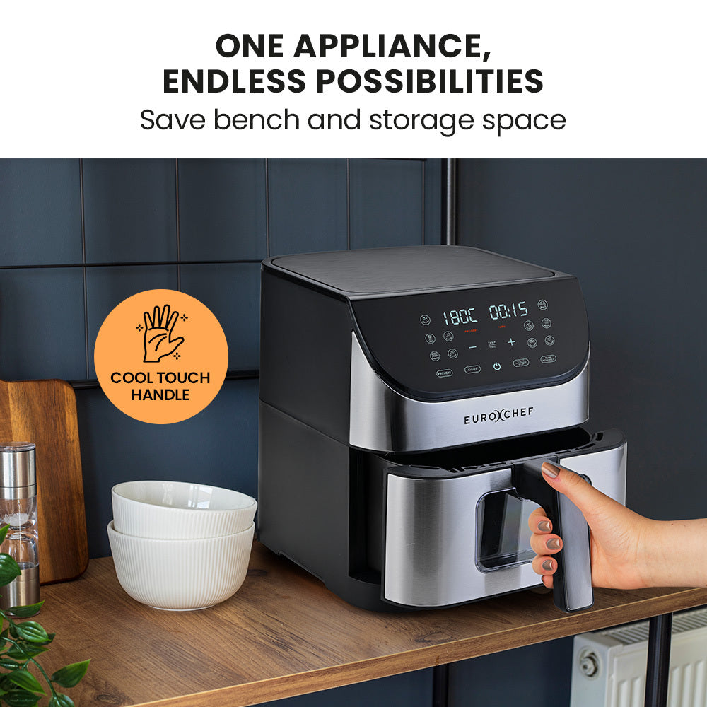 6L Electric Air Fryer with Viewing Window & 360° Air-Circulation, Silver
