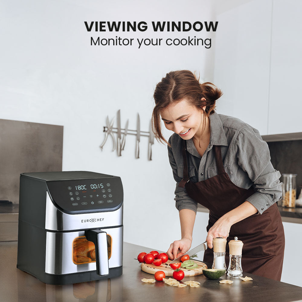 6L Electric Air Fryer with Viewing Window & 360° Air-Circulation, Silver