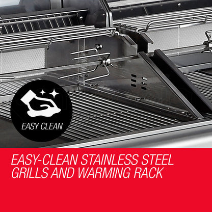 9 Burner Outdoor BBQ Grill with Rotisserie and Wok Burner, Stainless Steel
