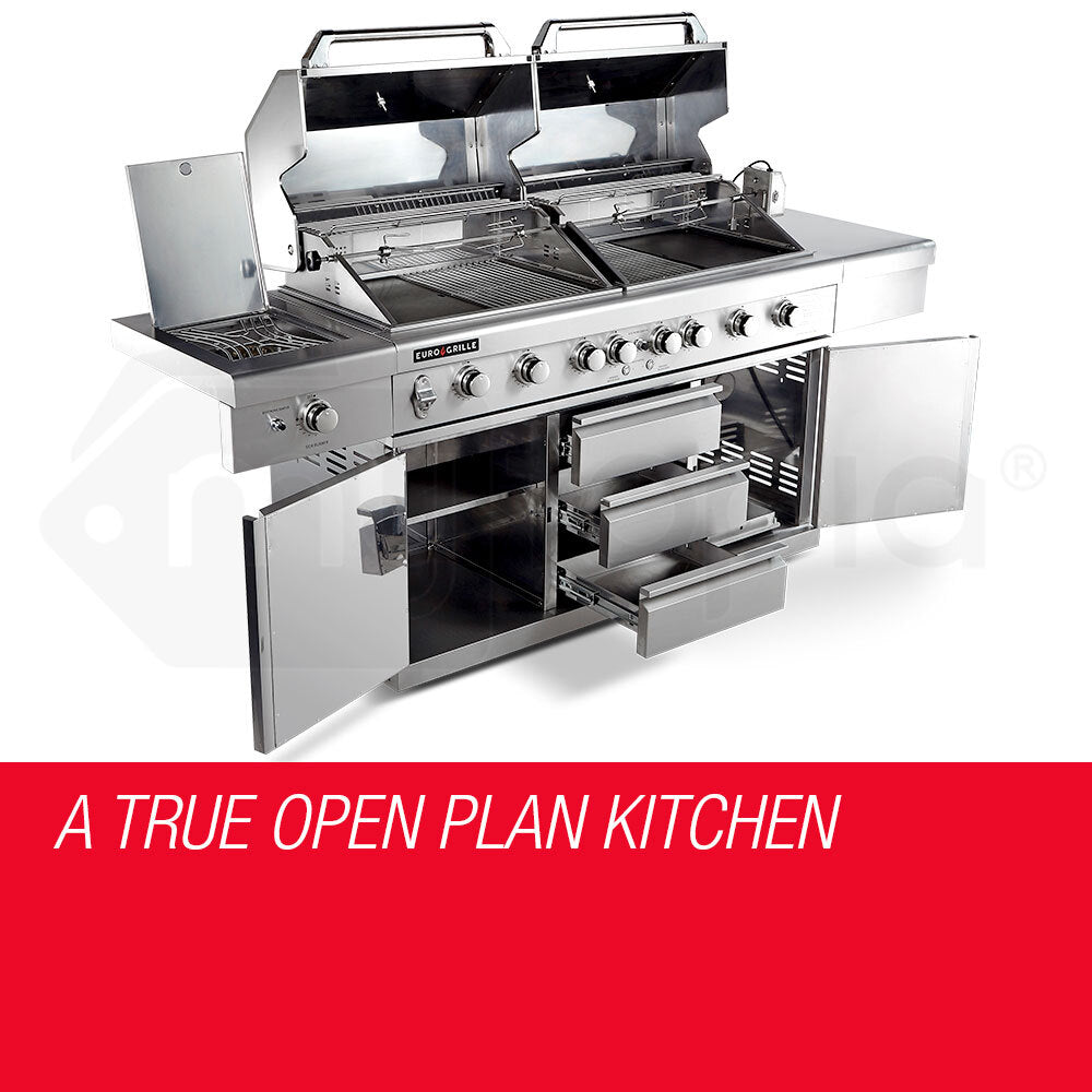 9 Burner Outdoor BBQ Grill with Rotisserie and Wok Burner, Stainless Steel