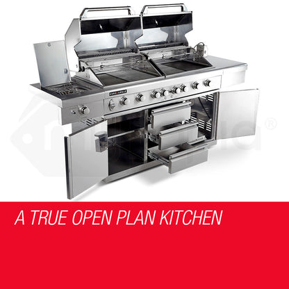 9 Burner Outdoor BBQ Grill with Rotisserie and Wok Burner, Stainless Steel
