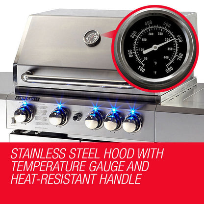 5 Burner Outdoor BBQ Grill with Stainless Steel Construction and LED Knobs