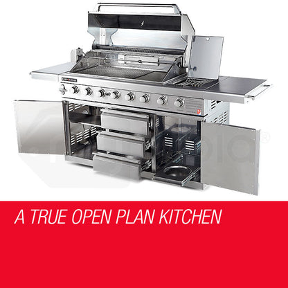 8-Burner Outdoor BBQ Gas Grill with Stainless Steel Kitchen Features