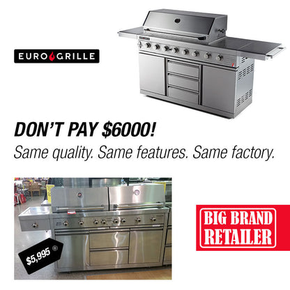 8-Burner Outdoor BBQ Gas Grill with Stainless Steel Kitchen Features
