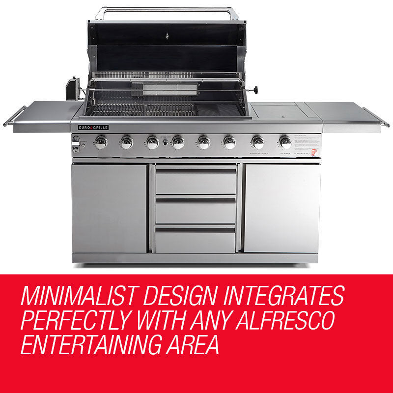 8-Burner Outdoor BBQ Gas Grill with Stainless Steel Kitchen Features