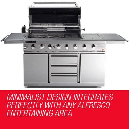 8-Burner Outdoor BBQ Gas Grill with Stainless Steel Kitchen Features