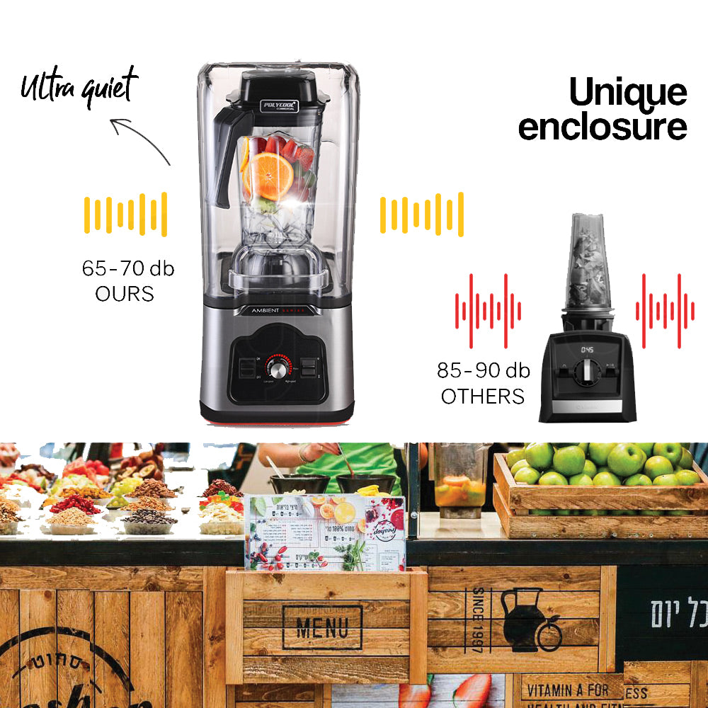 Ambient Series Commercial Blender: Quiet 2.5L Mixer with 1680W Motor