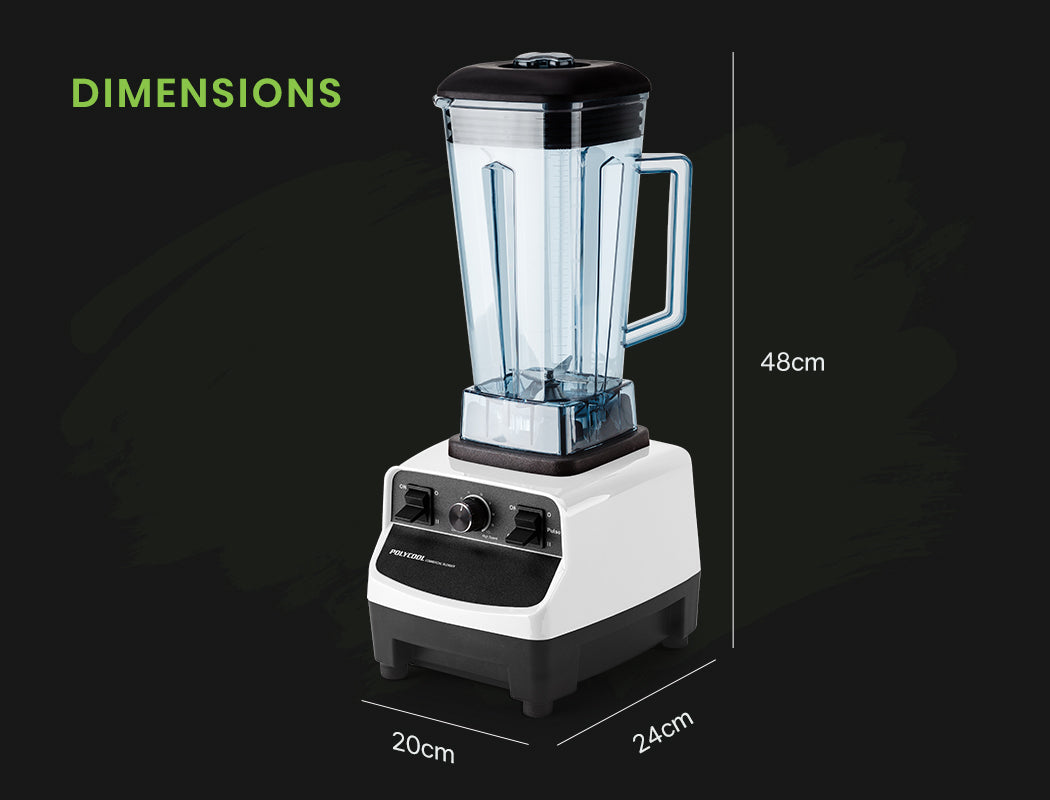 2m Commercial Blender with 2200W Motor, BPA-Free Jug, Stainless Blades, White