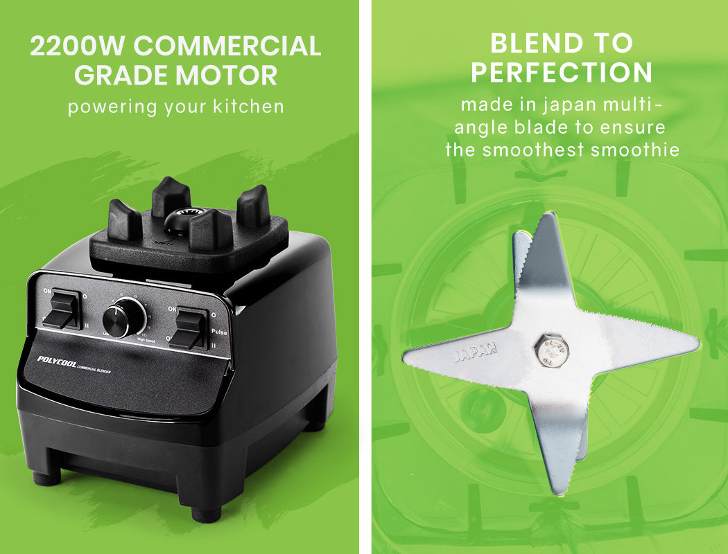 High-Power 2200W Commercial Blender, 2L Capacity, Stainless Steel Blades
