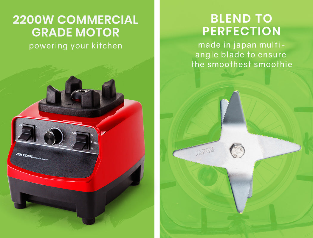 2L Commercial Blender & Mixer with 2200W Motor and Stainless Steel Blades