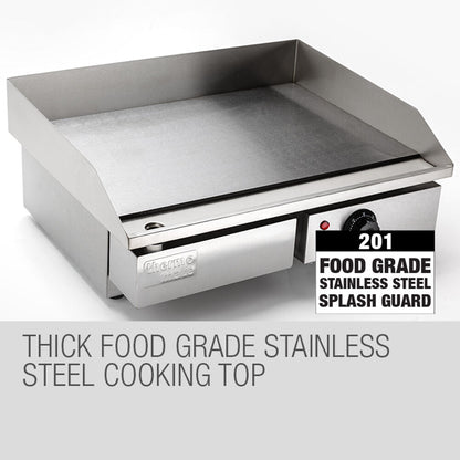 Commercial Electric Flat Griddle with Thermostat, 0.55x0.45m Cooking Surface