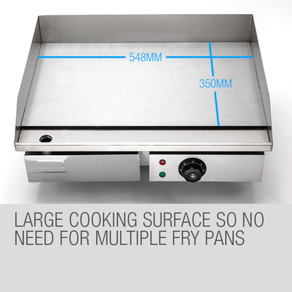 Commercial Electric Flat Griddle with Thermostat, 0.55x0.45m Cooking Surface