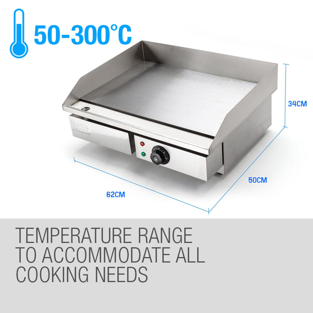 Commercial Electric Flat Griddle with Thermostat, 0.55x0.45m Cooking Surface