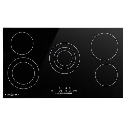 90cm Electric Ceramic Cooktop with 5 Zones, FlexiZone Hobs, Touch Controls