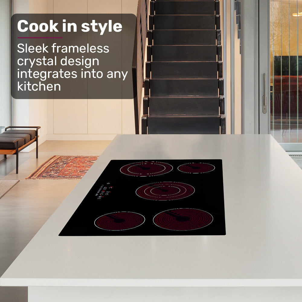 90cm Electric Ceramic Cooktop with 5 Zones, FlexiZone Hobs, Touch Controls