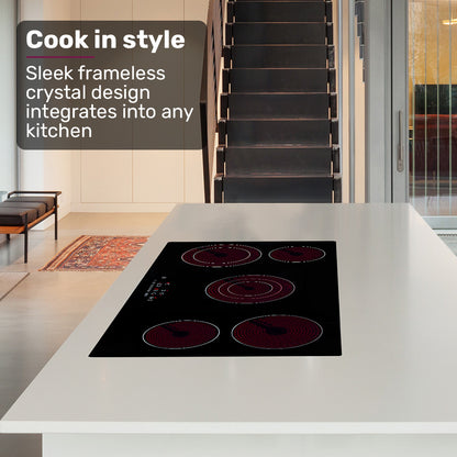 90cm Electric Ceramic Cooktop with 5 Zones, FlexiZone Hobs, Touch Controls