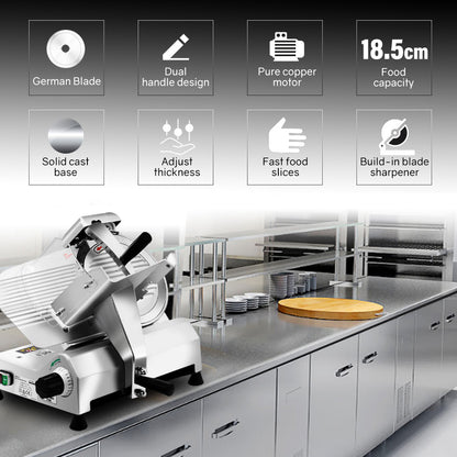Commercial Electric Meat Slicer with 0.25m Blade, Adjustable Thickness, 320W