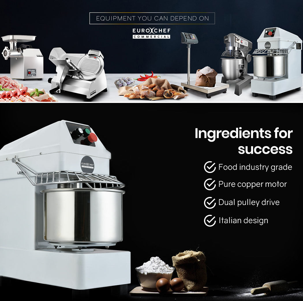 Commercial 10L Spiral Dough Mixer with 900W Motor, High-Torque Belt Drive