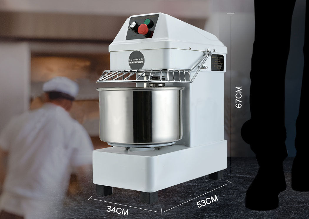 Commercial 10L Spiral Dough Mixer with 900W Motor, High-Torque Belt Drive
