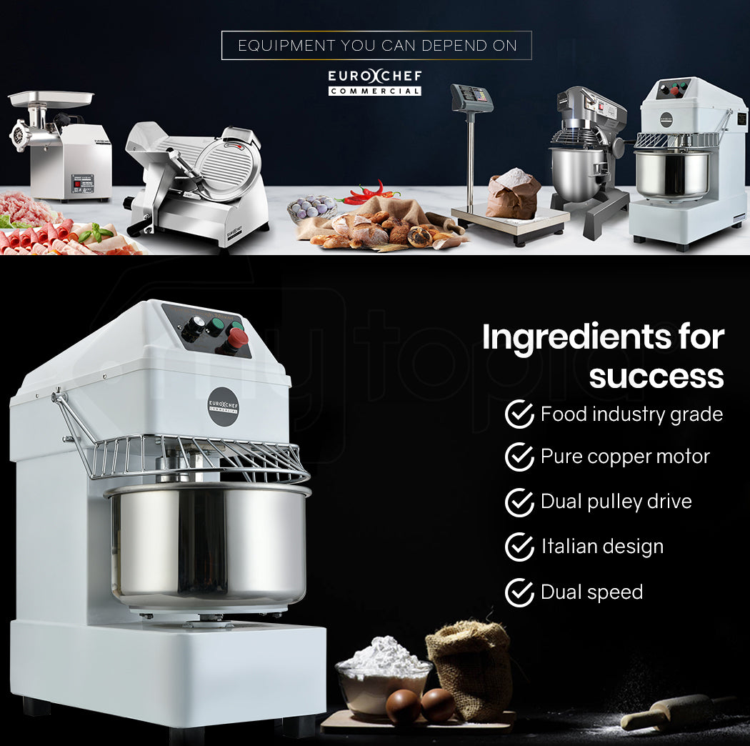 Commercial 30L Spiral Dough Mixer, 1800W, 2 Speed, Heavy-Duty Design