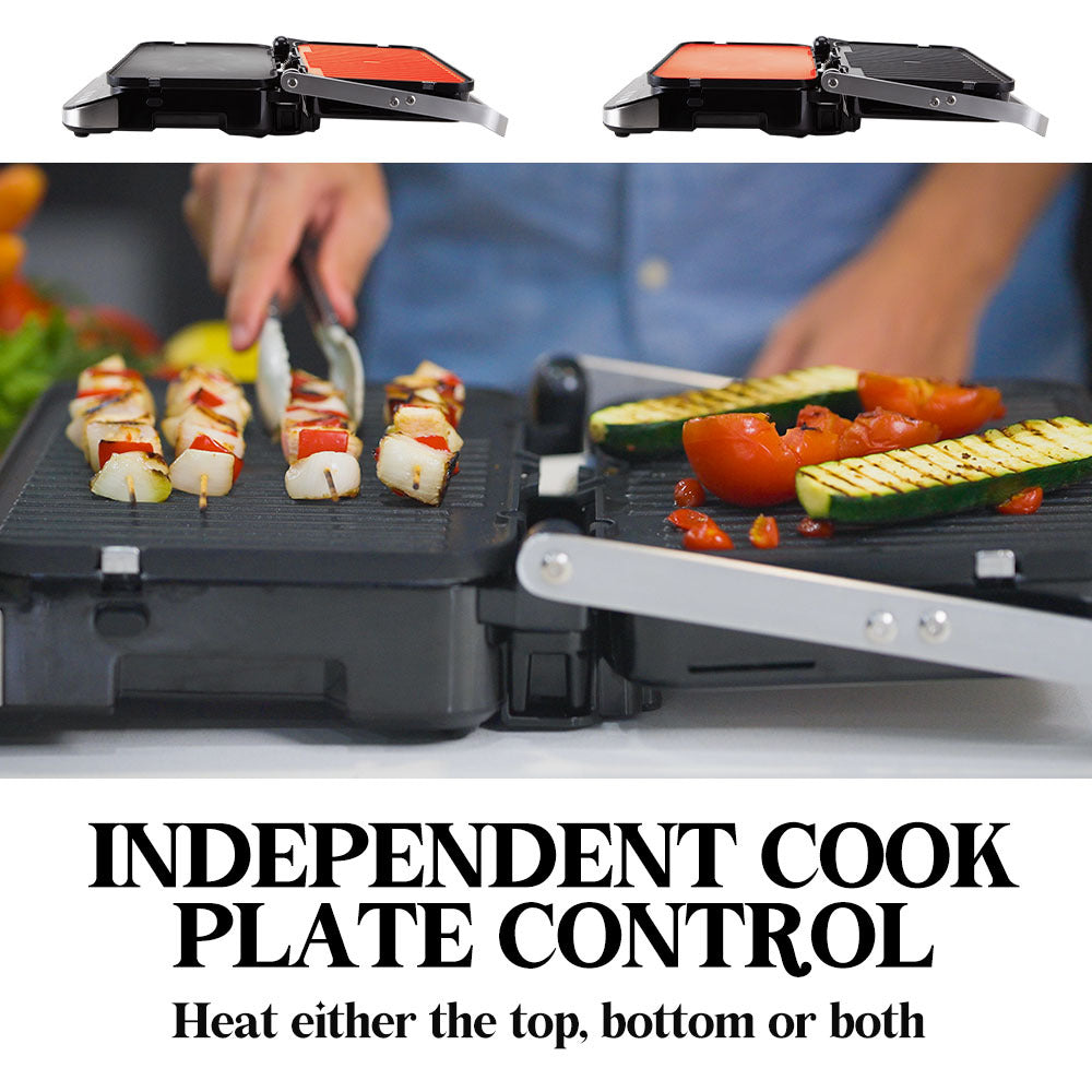 4-in-1 Smart Grill, Sandwich Press & Waffle Maker with 0.65m² Cooking Area