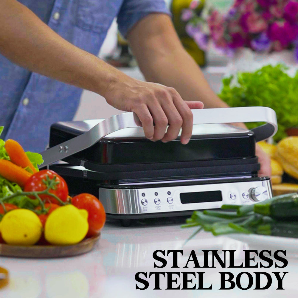 4-in-1 Multi Grill and Sandwich Press with Waffle Maker, 0.65m² Cooking Area
