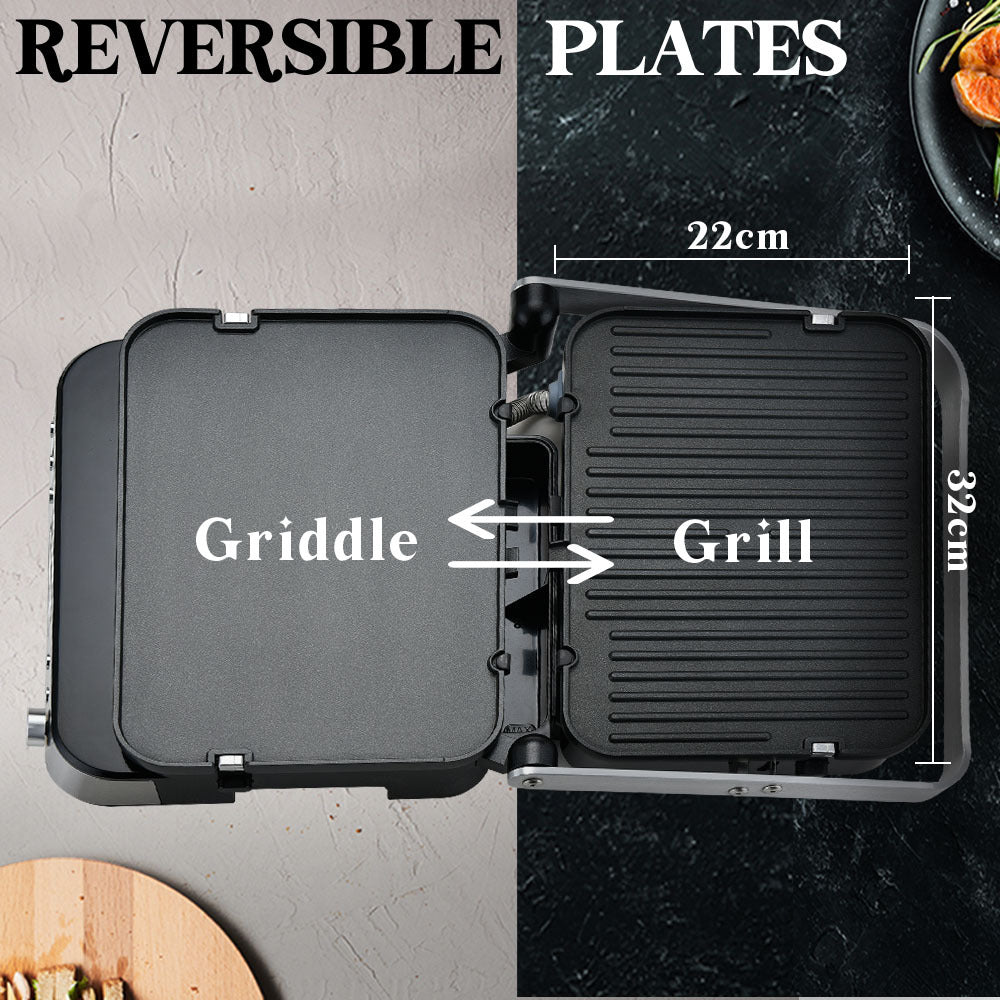 4-in-1 Multi Grill and Sandwich Press with Waffle Maker, 0.65m² Cooking Area