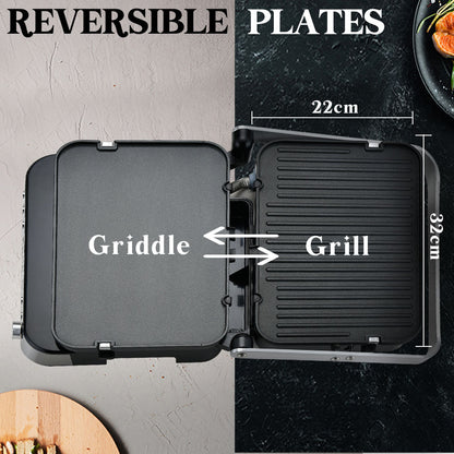 4-in-1 Multi Grill and Sandwich Press with Waffle Maker, 0.65m² Cooking Area
