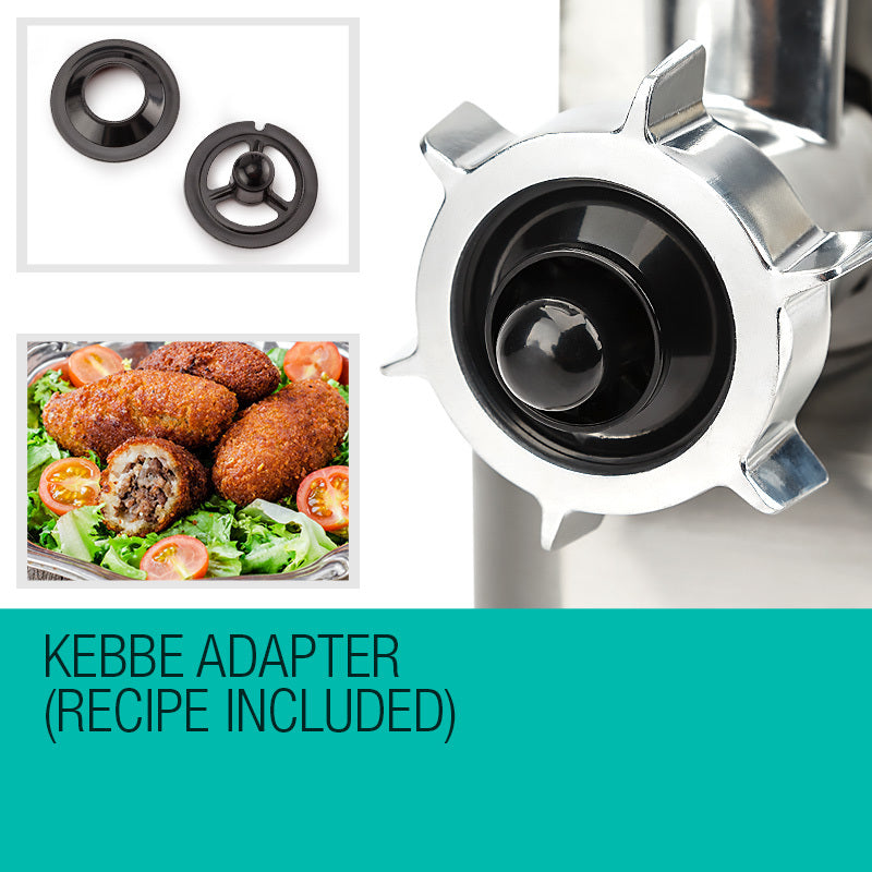 Electric Meat Grinder with Sausage and Kebbe Attachments - 1.8kW, 0.85m