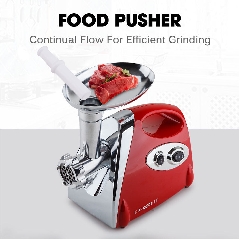 Electric Meat Grinder & Sausage Filler with Kibbe Maker, Stainless Steel, Red