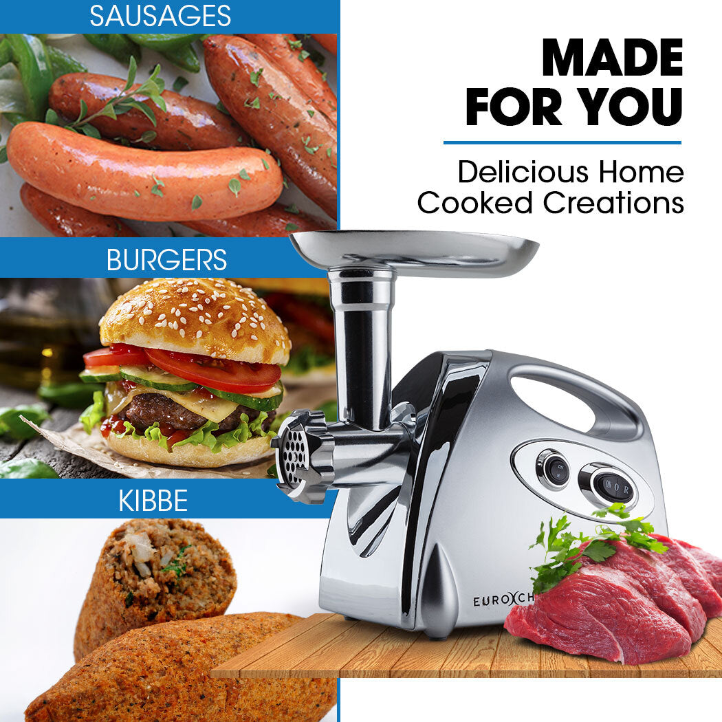 1800W Electric Meat Grinder with Sausage and Kibbe Attachments, Stainless Steel