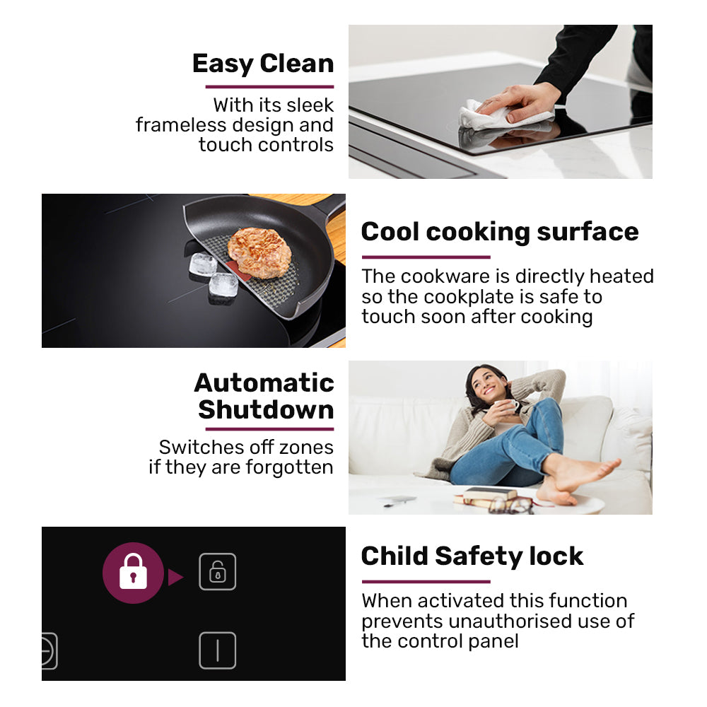 30cm Dual Zone Induction Cooktop with 3.3kW Power and Touch Controls