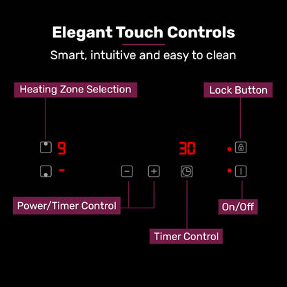 30cm Dual Zone Induction Cooktop with 3.3kW Power and Touch Controls