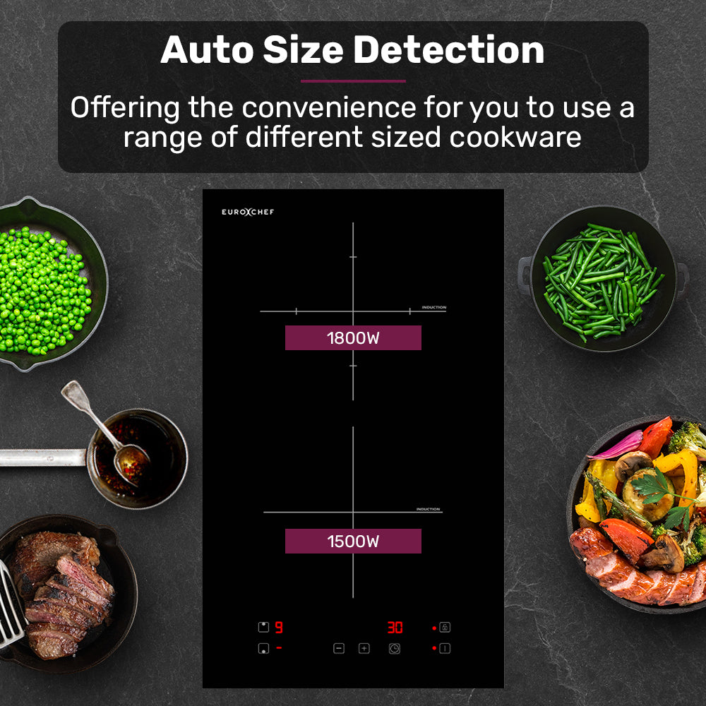 30cm Dual Zone Induction Cooktop with 3.3kW Power and Touch Controls