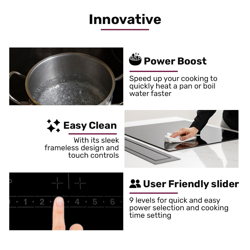 60cm 4 Zone Induction Cooktop with 6800W Power and Touch Controls