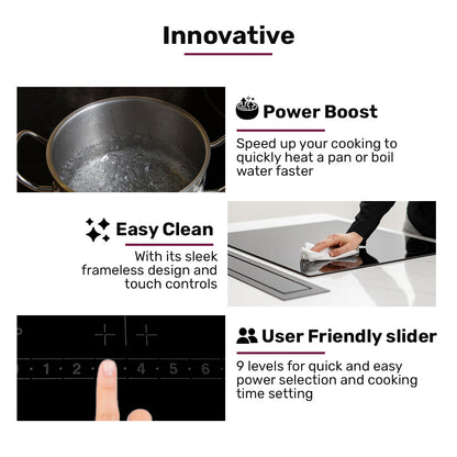 60cm 4 Zone Induction Cooktop with 6800W Power and Touch Controls