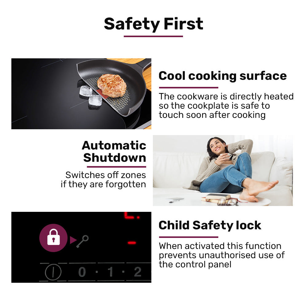 60cm 4 Zone Induction Cooktop with 6800W Power and Touch Controls