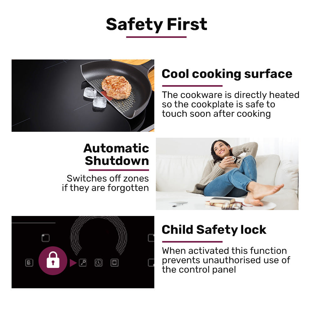 60cm 4 Zone Induction Cooktop, 7200W, FlexZone & Touch Controls
