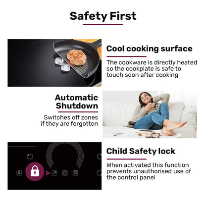 60cm 4 Zone Induction Cooktop, 7200W, FlexZone & Touch Controls