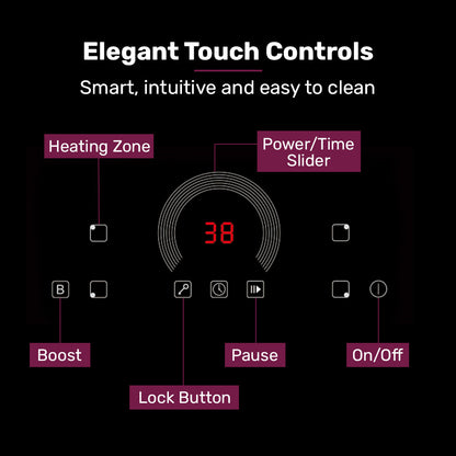 60cm 4 Zone Induction Cooktop, 7200W, FlexZone & Touch Controls