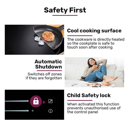60cm 4 Zone Induction Cooktop, 7.2kW, Dual Link Zones, Touch Controls