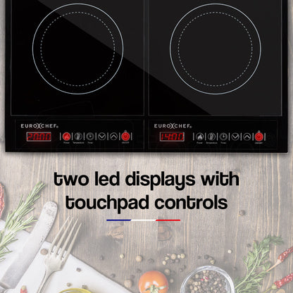 Dual Zone Electric Induction Cooktop, 3400W Portable Ceramic Kitchen Cooker