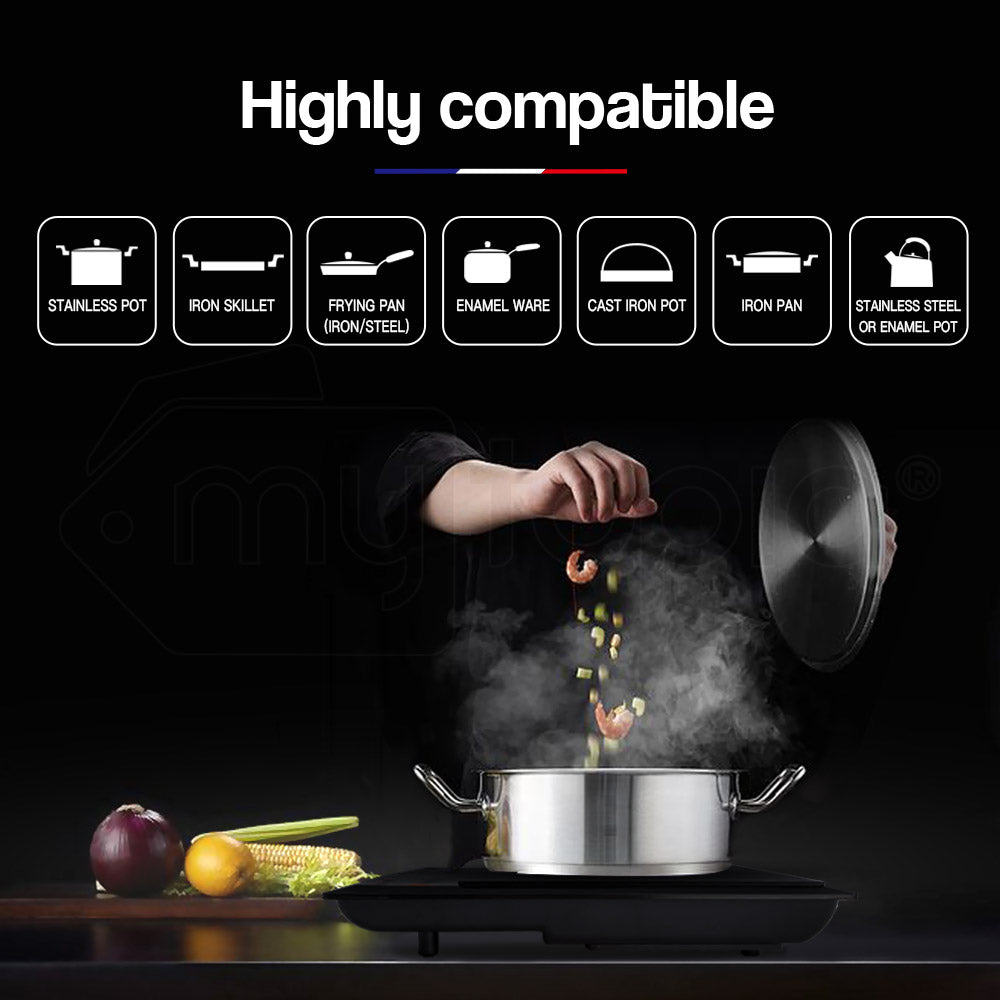 Dual Zone Electric Induction Cooktop, 3400W Portable Ceramic Kitchen Cooker