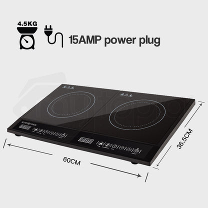 Dual Zone Electric Induction Cooktop, 3400W Portable Ceramic Kitchen Cooker
