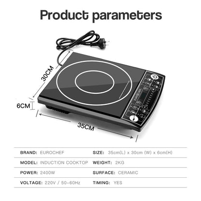 Portable Electric Induction Cooktop with 8 Settings, 2400W Power, 10AMP